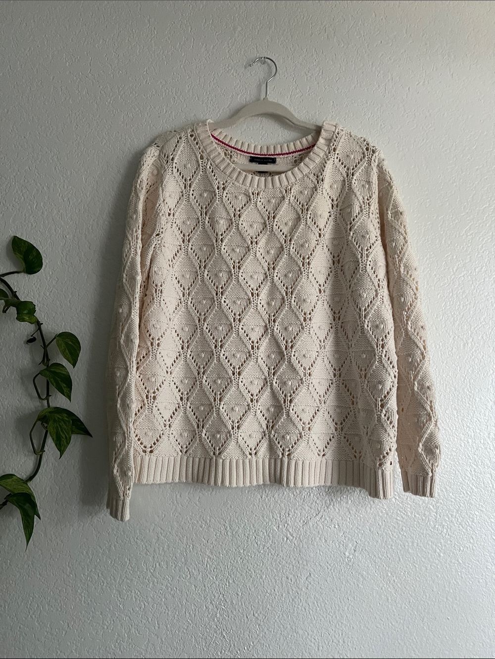 Tommy Hilfiger Cream Open-Knit Diamond Sweater - Women